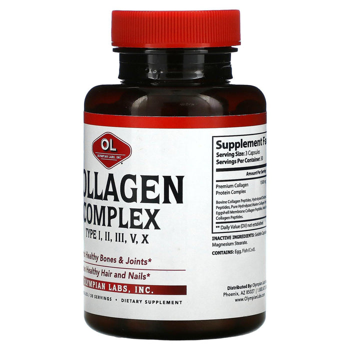 Olympian Labs, Collagen Complex Type I, II, III, V, X, 90 Capsules - HealthCentralUSA