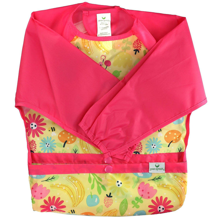 Green Sprouts, Snap & Go Easy Wear Long Sleeve Bib, 12-24 Months, Pink Bee Floral, 1 Count - HealthCentralUSA