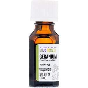 Aura Cacia, Pure Essential Oil, Geranium, .5 fl oz (15 ml) - HealthCentralUSA
