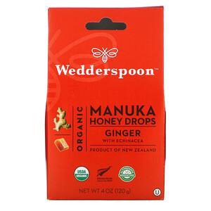 Wedderspoon, Organic Manuka Honey Drops, Ginger with Echinacea, 4 oz (120 g) - HealthCentralUSA