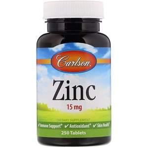 Carlson Labs, Zinc, 15 mg, 250 Tablets - HealthCentralUSA
