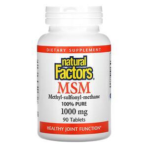 Natural Factors, MSM, 1,000 mg, 90 Tablets - HealthCentralUSA