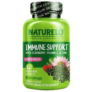 NATURELO, Immune Support with Elderberry, Vitamin C & Zinc plus Echinacea, 60 Vegetarian Capsules - HealthCentralUSA
