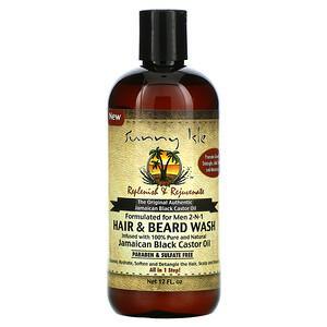 Sunny Isle, Men 2-N-1 Hair & Beard Wash with Jamaican Black Castor Oil, 12 fl oz - HealthCentralUSA