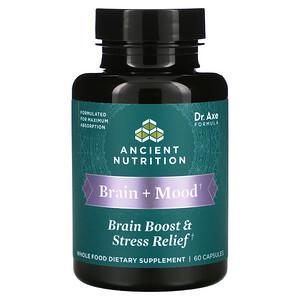 Dr. Axe / Ancient Nutrition, Brain + Mood, Brain Boost & Stress Relief, 60 Capsules - HealthCentralUSA