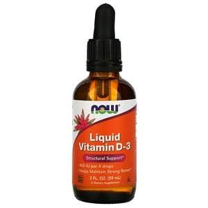 Now Foods, Liquid Vitamin D-3, 10 mcg (400 IU), 2 fl oz (59 ml) - HealthCentralUSA