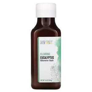 Aura Cacia, Shower Salt, Clearing Eucalyptus, 16 oz (454 g) - HealthCentralUSA