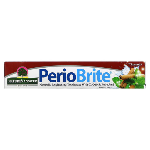 Nature's Answer, PerioBrite, Naturally Brightening Toothpaste with CoQ10 & Folic Acid, Cinnamint, 4 oz (113.4 g) - HealthCentralUSA