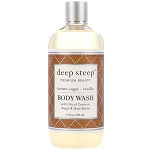 Deep Steep, Body Wash, Brown Sugar - Vanilla, 17 fl oz (503 ml) - HealthCentralUSA