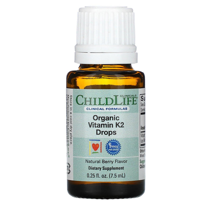 Childlife Clinicals, Organic Vitamin K2 Drops, Natural Berry Flavor , 0.25 fl oz (7.5 ml) - HealthCentralUSA