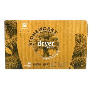 Grab Green, Stoneworks, Dryer Sheets, Oak Tree, 80 Compostable Sheets - HealthCentralUSA