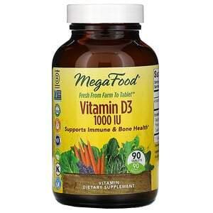 MegaFood, Vitamin D3, 1,000 IU, 90 Tablets - HealthCentralUSA