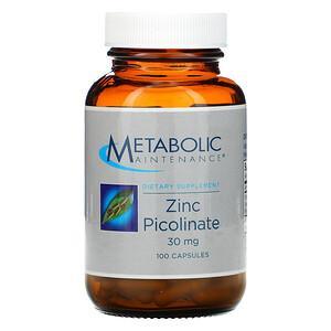 Metabolic Maintenance, Zinc Picolinate, 30 mg, 100 Capsules - HealthCentralUSA