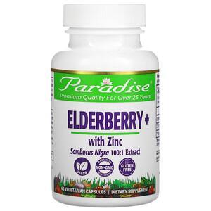 Paradise Herbs, Earth's Blend, Elderberry+ with Zinc, 60 Vegetarian Capsules - HealthCentralUSA