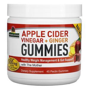 Nature's Answer, Apple Cider Vinegar + Ginger Gummies with The Mother, 500 mg, 45 Pectin Gummies - HealthCentralUSA