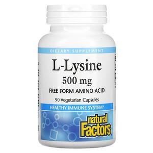 Natural Factors, L-Lysine, 500 mg, 90 Vegetarian Capsules - HealthCentralUSA