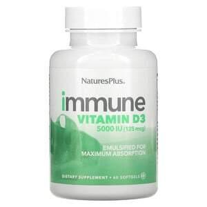 Nature's Plus, Immune Vitamin D3, 125 mcg (5,000 IU), 60 Softgels - HealthCentralUSA