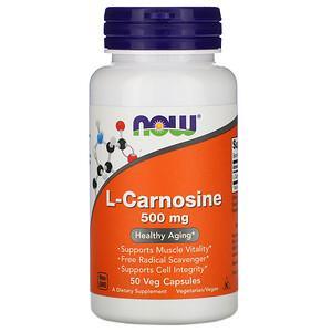 Now Foods, L-Carnosine, 500 mg, 50 Veg Capsules - HealthCentralUSA