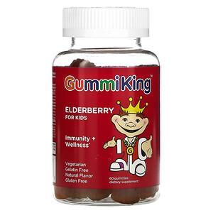 GummiKing, Elderberry for Kids, Immunity + Wellness, Raspberry, 60 Gummies - HealthCentralUSA