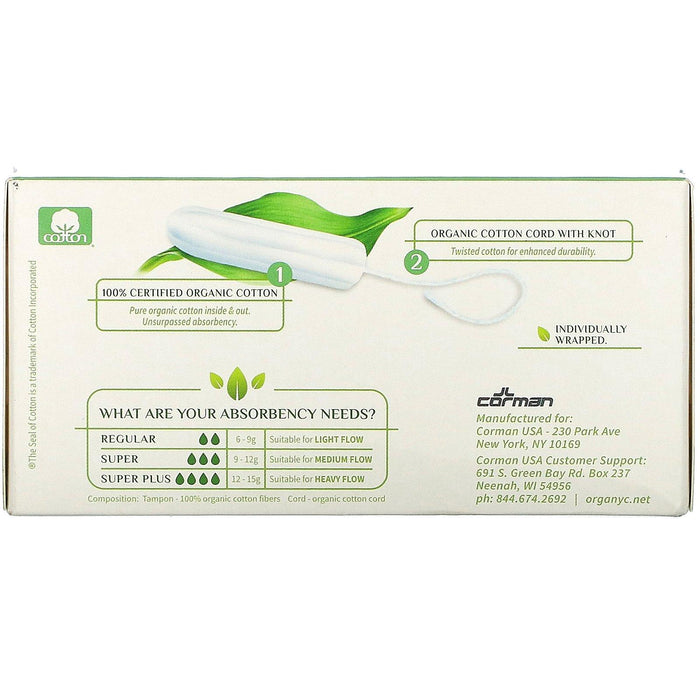 Organyc, Organic Tampons, Super, 16 Tampons - HealthCentralUSA