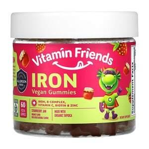Vitamin Friends, Iron Vegan Gummies, Strawberry Jam, 60 Pectin Gummies - HealthCentralUSA