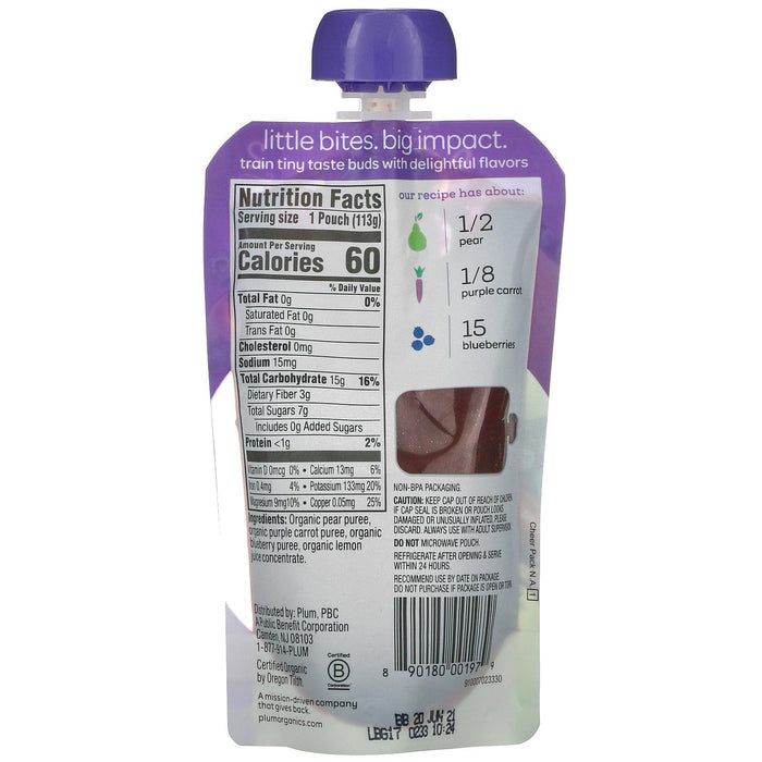 Plum Organics, Organic Baby Food, Stage 2, Pear, Purple Carrot & Blueberry, 4 oz (113 g) - HealthCentralUSA