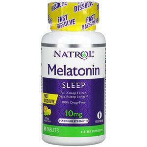 Natrol, Melatonin, Fast Dissolve, Maximum Strength, Citrus, 10 mg, 60 Tablets - HealthCentralUSA