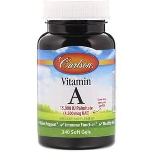 Carlson Labs, Vitamin A, 15,000 IU, 240 Soft Gels - HealthCentralUSA