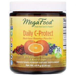 MegaFood, Daily C-Protect, Nutrient Booster Powder, Unsweetened, 2.25 oz (63.9 g) - HealthCentralUSA
