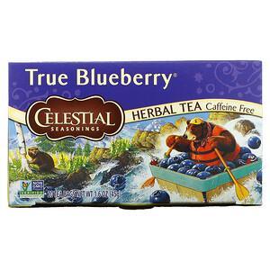 Celestial Seasonings, Herbal Tea, True Blueberry, Caffeine Free, 20 Tea Bags, 1.6 oz (45 g) - HealthCentralUSA