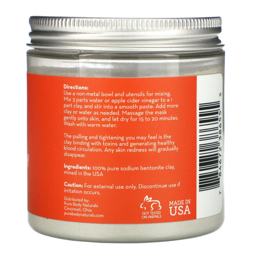 Pure Body Naturals, Indian Healing Bentonite Clay, 8 fl oz (227 g) - HealthCentralUSA
