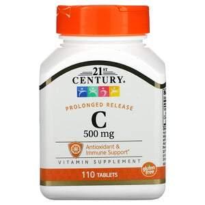 21st Century, Vitamin C, Prolonged Release, 500 mg, 110 Tablets - HealthCentralUSA