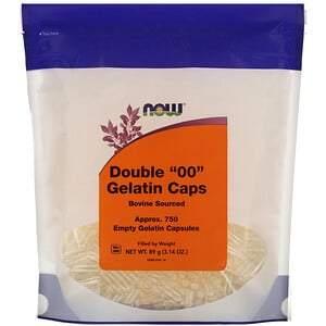 Now Foods, Double "00" Gelatin Caps, Approx. 750 Empty Gelatin Capsules - HealthCentralUSA