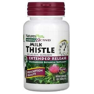 Nature's Plus, Herbal Actives, Milk Thistle, Extended Release, 500 mg, 30 Tablets - HealthCentralUSA