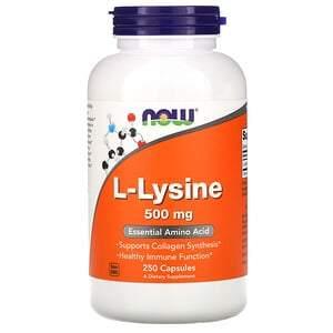 Now Foods, L-Lysine, 500 mg, 250 Capsules - HealthCentralUSA