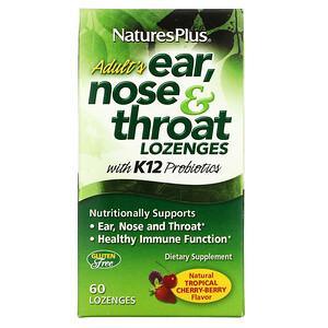 Nature's Plus, Adult's Ear, Nose & Throat Lozenges, Natural Tropical Cherry Berry, 60 Lozenges - HealthCentralUSA