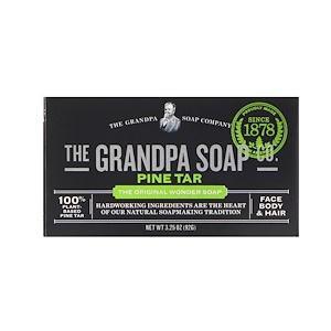 Grandpa's, Face Body & Hair Bar Soap, Pine Tar, 3.25 oz (92 g) - HealthCentralUSA