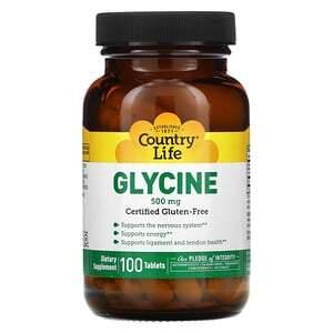 Country Life, Glycine, 500 mg, 100 Tablets - HealthCentralUSA