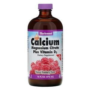 Bluebonnet Nutrition, Liquid Calcium, Magnesium Citrate Plus Vitamin D3, Natural Raspberry Flavor, 16 fl oz (472 ml) - HealthCentralUSA