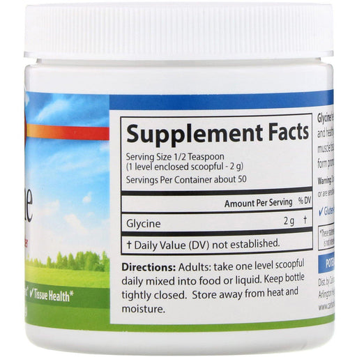 Carlson Labs, Glycine, Amino Acid Powder, 3.53 oz (100 g) - HealthCentralUSA