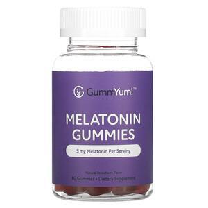 GummYum!, Melatonin Gummies, Natural Strawberry , 2.5 mg, 60 Gummies - HealthCentralUSA