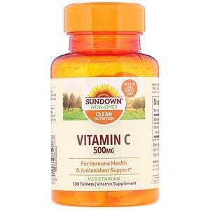 Sundown Naturals, Vitamin C, 500 mg, 100 Tablets - HealthCentralUSA