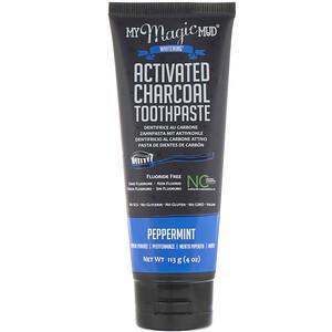 My Magic Mud, Activated Charcoal, Fluoride-Free, Whitening Toothpaste, Peppermint, 4 oz (113 g) - HealthCentralUSA