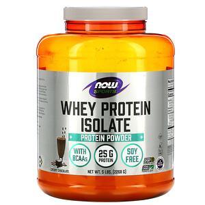 Now Foods, Sports, Whey Protein Isolate, Creamy Chocolate, 5 lbs (2,268 g) - HealthCentralUSA