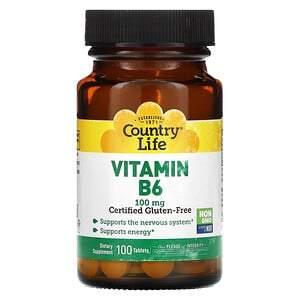 Country Life, Vitamin B6, 100 mg, 100 Tablets - HealthCentralUSA