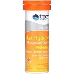 Trace Minerals Research, Max Hydrate Energy, Effervescent Tablets, Orange, 1.55 oz (44 g) - HealthCentralUSA