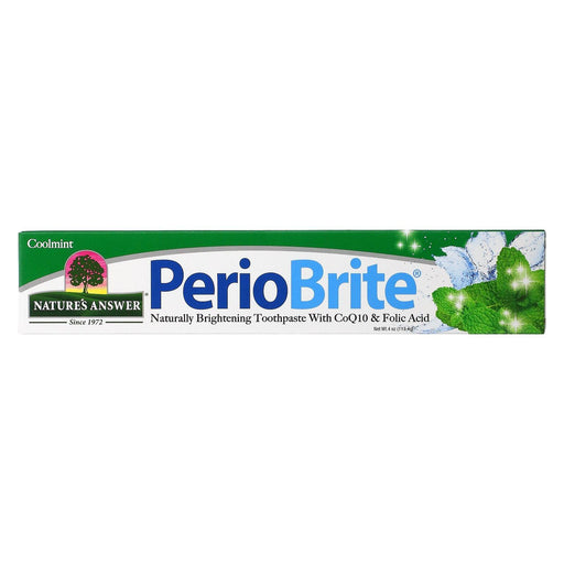 Nature's Answer, PerioBrite, Naturally Brightening Toothpaste with CoQ10 & Folic Acid, Cool Mint, 4 oz (113.4 g) - HealthCentralUSA