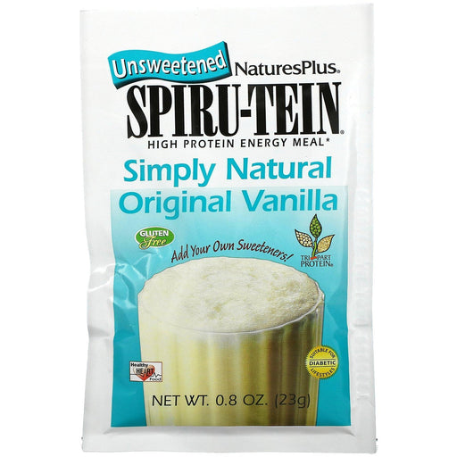 Nature's Plus, Spiru-Tein, High Protein Energy Meal, Unsweetened, Vanilla, 8 Packets, 0.8 oz (23 g) Each - HealthCentralUSA