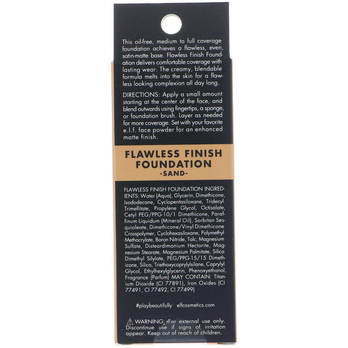 E.L.F., Flawless Finish Foundation, Oil Free, Sand, 0.68 fl oz (20 ml) - HealthCentralUSA