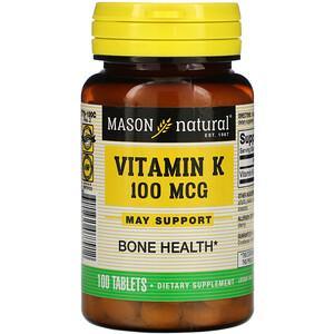 Mason Natural, Vitamin K, 100 mcg, 100 Tablets - HealthCentralUSA